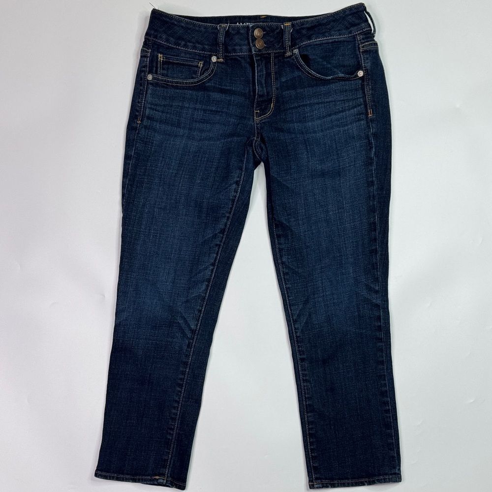 American Eagle Artist Crop Stretch Dark Wash Capris Size 6-8 (30" Waist)